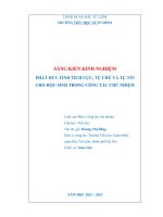 SÁNG KIẾN KINH NGHIỆM PHÁT HUY TÍNH TÍCH CỰC, TỰ CHỦ VÀ TỰ TIN CHO HỌC SINH TRONG CÔNG TÁC CHỦ NHIỆM
