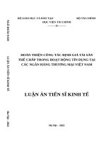 Hoàn thiện công tác định giá tài sản thế chấp trong hoạt động tín dụng tại các ngân hàng thương mại việt nam