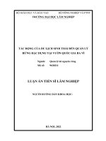 Tác động của du lịch sinh thái đến quản lý rừng đặc dụng tại vườn quốc gia ba vì