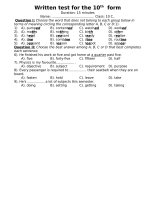 Written Test For The 10Th  Form
