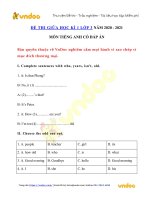 Đề kiểm tra tiếng anh lớp 3 giữa kì 1 năm 2020   2021   vndoc com