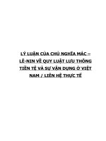 LÝ LUẬN CỦA CHỦ NGHĨA MÁC – LÊNIN VỀ QUY LUẬT LƯU THÔNG TIỀN TỆ VÀ SỰ VẬN DỤNG Ở VIỆT NAM. LIÊN HỆ THỰC TẾ
