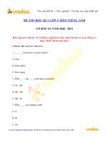 Đề thi tiếng anh lớp 5 học kì 1 năm 2020   2021 số 2   vndoc com