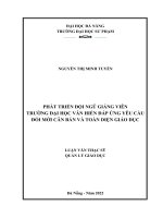 Phát triển đội ngũ giảng viên trường đại học văn hiến đáp ứng yêu cầu đổi mới căn bản và toàn diện giáo dục