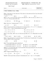 Đề kiểm tra học kì 1 môn Toán lớp 11 năm 2022-2023 có đáp án - Trường THPT Hồ Nghinh, Quảng Nam (Mã đề 101)