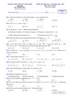 Đề kiểm tra học kì 1 môn Toán lớp 12 năm 2022-2023 có đáp án - Trường THPT chuyên Lê Qúy Đôn (Mã đề 177)