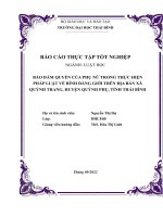 Bảo đảm quyền của phụ nữ trong thực hiện pháp luật về bình đẳng giới trên địa bàn xã …, huyện Quỳnh Phụ, tỉnh Thái Bình