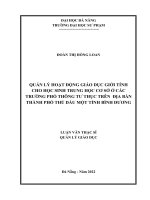 Quản lý hoạt động giáo dục giới tính cho học sinh trung học cơ sở ở các trường phổ thông tư thục trên địa bàn thành phố thủ dầu một tỉnh bình dương