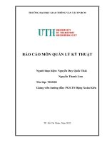 TIỂU LUẬN MÔN QUẢN LÝ KỸ THUẬT  HỌC CAO HỌC  NGÀNH ĐIỀU KHIỂN TỰ ĐỘNG HÓA