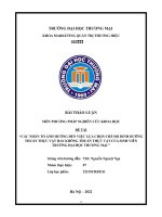 Nghiên cứu các nhân tố ảnh hưởng đến quyết định lựa chọn chế độ dinh dưỡng (Thuần thực vật hay không thuần thực vật) của sinh viên trường Đại họcThương mại