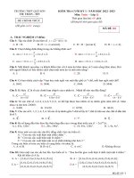 Đề kiểm tra học kì 1 môn Toán lớp 11 năm 2022-2023 có đáp án - Trường THPT Quế Sơn (Mã đề 101)