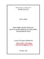 Luận văn Thạc sĩ Quản trị kinh doanh: Phát triển nguồn nhân lực quản lý hành chính quận Liên Chiểu, thành phố Đà Nẵng