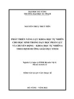 Phát triển năng lực khoa học tự nhiên cho học sinh trong dạy học phần lực và chuyển động – khoa học tự nhiên 6 theo định hướng giáo dục stem 1