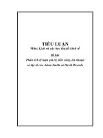 Tiểu luận cao học, phân tích lý luận giá trị, tiền công, lợi nhuận và địa tô của adam smith và david ricardo