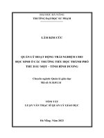 Quản lý hoạt động trải nghiệm cho học sinh ở các trường tiểu học thành phố thủ dầu một – tỉnh bình dương 1