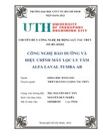 Công Nghệ Bảo Dưỡng Và Hiệu Chỉnh Máy Phân Ly Dầu Nước Alfa Laval Tumba Ab