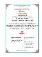 NGHIÊN CỨU HÀNH VI TIÊU DÙNG SẢN PHẨM NƯỚC RỬA CHÉN VÀ XÂY DỰNG KẾ HOẠCH PHÁT TRIỂN SẢN PHẨM NƯỚC RỬA CHÉN MỸ HẢO THUỘC CÔNG TY CỔ PHẦN HÓA MỸ PHẨM MỸ HẢO