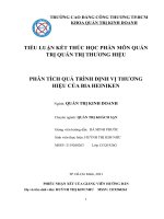 TIỂU LUẬN KẾT THÚC HỌC PHẦN MÔN QUẢN TRỊ QUẢN TRỊ THƯƠNG HIỆU PHÂN TÍCH QUÁ TRÌNH ĐỊNH VỊ THƯƠNG HIỆU CỦA BIA HEINIKEN