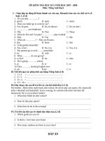 Sở Gd – Đt Thừa Thiên Huế         Đề Kiểm Tra Học Kì I Năm Học 2007 - 2008