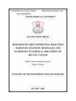 Luận án nghiên cứu diện cắt chu vi bằng cộng hưởng từ và giải phẫu bệnh trong điều trị phẫu thuật ung thư biểu mô trực tràng tt
