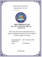 MẶT BẰNG CÔNG NGHỆ KINH DOANH CỦA KHÁCH SẠN SHERATON HANOI (CÓ CUNG CẤP DỊCH VỤ ĂN UỐNG VÀ DỊCH VỤ LƯU TRÚ).