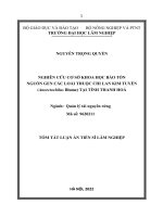 Luận án nghiên cứu cơ sở khoa học bảo tồn nguồn gen các loài thuộc chi lan kim tuyến (anoectochilus blume) tại tỉnh thanh hoá