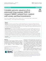 Complete genome sequence of an extensively drug resistant (XDR) M. morganii SMM01 isolated from a patient with urinary and fecal incontinence
