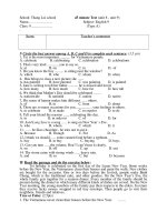 School: Thang Loi School                     45 Minute Test (Unit 8 - Unit 9)