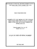 Nghiên cứu xác định các yếu tố hạn chế về đất đối với cây rau cải bắp trên vùng sản xuất rau chính tại tỉnh Lào Cai