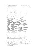 Tran Hung Dao Secondary School             The First Term Test