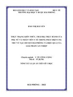 Luận án thực trạng kiến thức, thái độ, thực hành của phụ nữ và nhân viên y tế trong phát hiện sớm ung thư vú tại hai huyện hải phòng và hiệu quả của giải pháp can thiệp tv