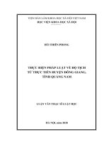 (Luận án tiến sĩ) thực hiện pháp luật về hộ tịch từ thực tiễn huyện đông giang, tỉnh quảng nam