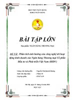 Phân tích ảnh hưởng của công nghệ tới hoạt động kinh doanh của ngân hàng thương mại cổ phần đầu tư và phát triển việt nam (bidv)