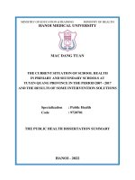 Luận án thực trạng y tế trường học ở các trường tiểu học, trung học cơ sở của tỉnh tuyên quang giai đoạn 2007 2017 và kết quả một số giải pháp can thiệp