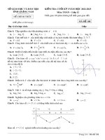 Đề kiểm tra học kì 1 môn Toán lớp 12 năm 2022-2023 - Sở GD&ĐT Quảng Nam (Mã đề 108)
