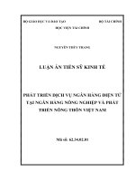 (Luận án tiến sĩ) phát triển dịch vụ ngân hàng điện tử tại ngân hàng nông nghiệp và phát triển nông thôn việt nam