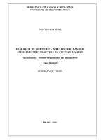 Luận án nghiên cứu cơ sở khoa học kinh tế sử dụng sức kéo điện trên đường sắt việt nam ta