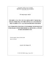 Tìm hiểu các yếu tố tác động đến ý định mua trang thiết bị y tế tiêu dùng của người dân  một nghiên cứu tại thành phố hồ chí minh