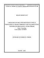 Luận án nghiên cứu một số đặc điểm lâm sàng, cận lâm sàng và nồng độ nt probnp với tiên lượng tử vong sau đột quỵ não