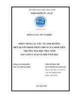 Phân tích các yếu tố ảnh hưởng đến quyết định thuê chỗ ở của sinh viên trường đại học trà vinh sau giãn cách xã hội năm 2021