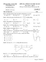Đề kiểm tra học kì 1 môn Toán lớp 12 năm 2022-2023 - Sở GD&ĐT Quảng Nam (Mã đề 121)