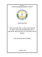 Thực trạng kiến thức và thực hành chăm sóc vệ sinh cá nhân cho người bệnh hôn mê của điều dưỡng bệnh viện việt nam –thụy điển uông bí năm 2022