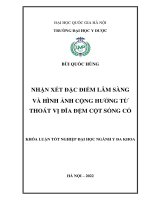 Nhận xét đặc điểm lâm sàng và hình ảnh cộng hưởng từ thoát vị đĩa đệm cột sống cổ