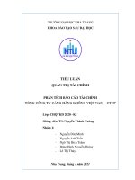 Tiểu luận quản trị tài chính phân tích báo cáo tài chính tổng công ty cảng hàng không việt nam – ctcp