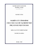 Nghiên cứu tình hình chảy máu sau đẻ tại bệnh viện phụ sản hà nội năm 2021