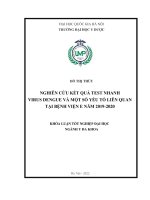 Nghiên cứu kết quả test nhanh virus dengue và một số yếu tố liên quan tại bệnh viện e năm 2019 2020