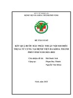 KẾT QUẢ BƯỚC ĐẦU PHẪU THUẬT NỘI SOI ĐIỀU TRỊ SA TỬ CUNG TẠI BỆNH VIỆN
