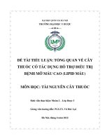 Tổng quan về cây thuốc có tác dụng hỗ trợ điều trị bệnh mỡ máu cao (lipid máu)