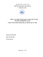 Tiểu luận học phần đại cương quản trị doanh nghiệp du lịch phân tích tính nghệ thuật trong quản trị