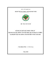 ĐÁNH GIÁ KẾT QUẢ PHẪU THUẬT  NỘI SOI NGƯỢC DÒNG TÁN SỎI NIỆU QUẢN ĐOẠN 13 TRÊN  TẠI BỆNH VIỆN